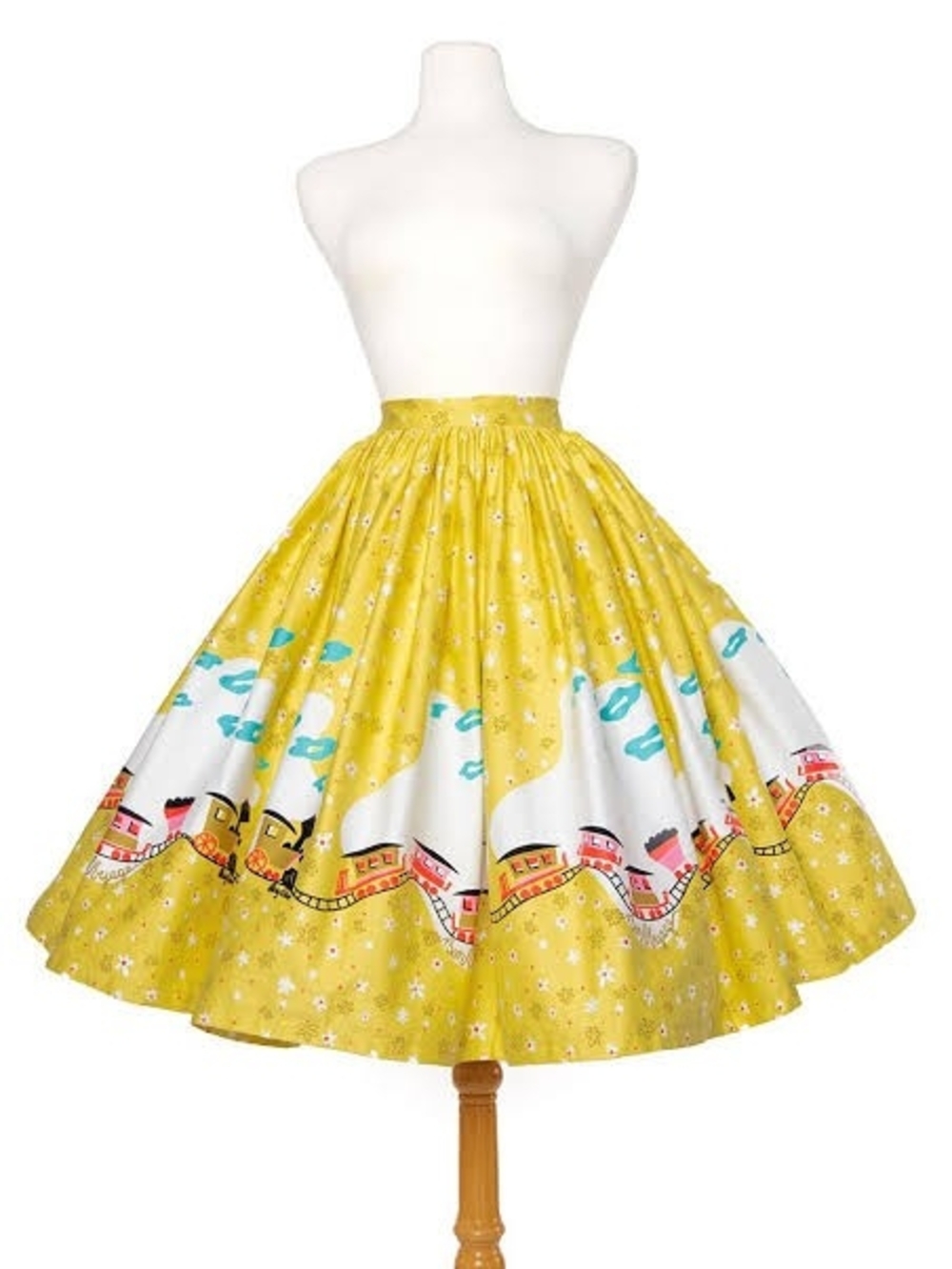 Yellow Novelty Print Full Circle Skirt
